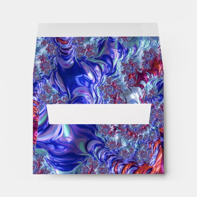Colourful Trippy Groovy Digital Abstract Fractal Envelope (Back (Bottom))