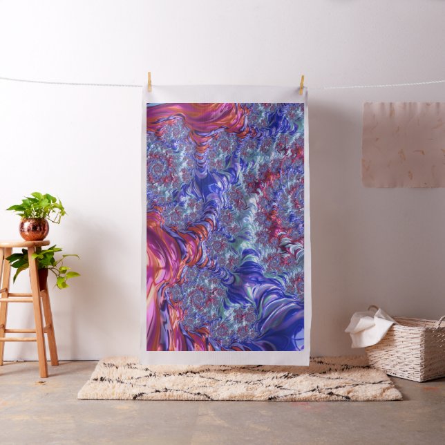 Colourful Trippy Groovy Digital Abstract Fractal Fabric (In Situ)