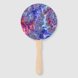 Colourful Trippy Groovy Digital Abstract Fractal Hand Fan