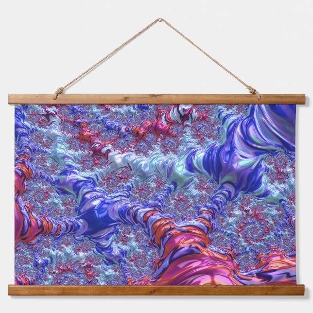 Colourful Trippy Groovy Digital Abstract Fractal Hanging Tapestry (Front)