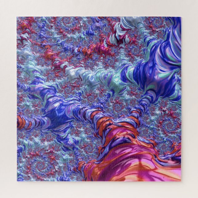 Colourful Trippy Groovy Digital Abstract Fractal Jigsaw Puzzle (Vertical)