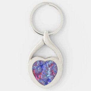 Colourful Trippy Groovy Digital Abstract Fractal Key Ring