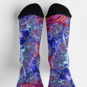 Colourful Trippy Groovy Digital Abstract Fractal Socks