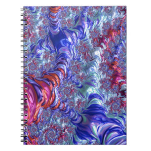 Colourful Trippy Groovy Digital Abstract Fractal Spiral Notebook