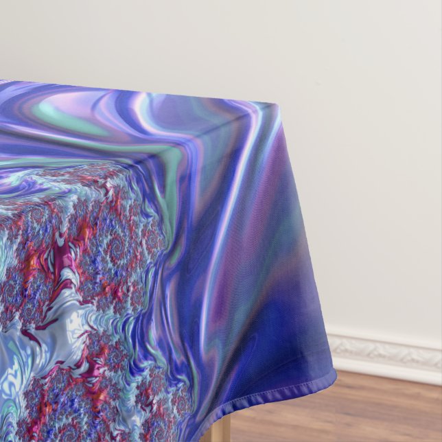 Colourful Trippy Groovy Digital Abstract Fractal Tablecloth (In Situ)