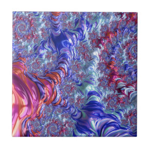 Colourful Trippy Groovy Digital Abstract Fractal Tile