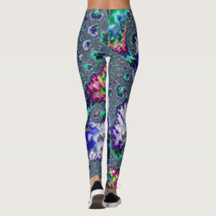 Colourful Trippy Groovy Spiral Abstract Fractal Leggings