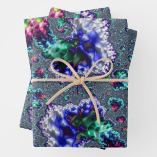 Colourful Trippy Groovy Spiral Abstract Fractal Wrapping Paper Sheet