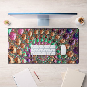 Colourful Trippy Groovy Vibrant Spiral Fractal Art Desk Mat