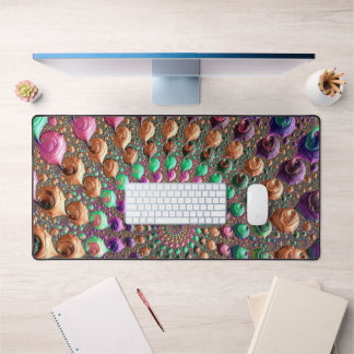 Colourful Trippy Groovy Vibrant Spiral Fractal Art Desk Mat