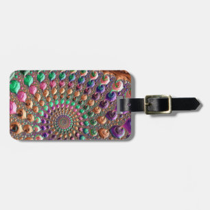 Colourful Trippy Groovy Vibrant Spiral Fractal Art Luggage Tag