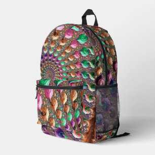 Colourful Trippy Groovy Vibrant Spiral Fractal Art Printed Backpack
