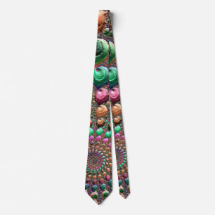 Colourful Trippy Groovy Vibrant Spiral Fractal Art Tie