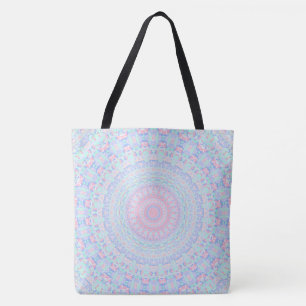 Colourful Trippy Hippie Bohemian Pastel Mandala Tote Bag