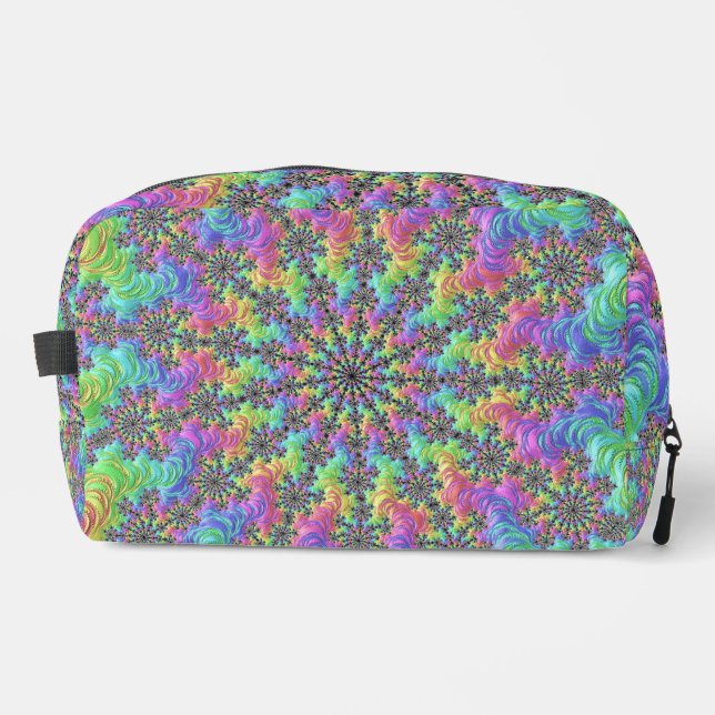 Colourful Trippy Vibrant Groovy Fractal Burst Dopp Kit (Front)