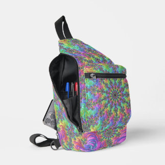 Colourful Trippy Vibrant Groovy Fractal Burst Sling Bag