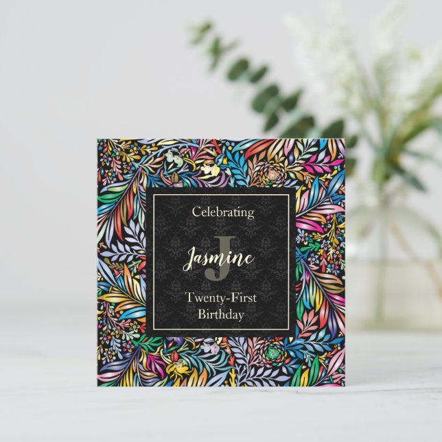 Colourful Tropic Floral Birthday Invitation (Standing Front)