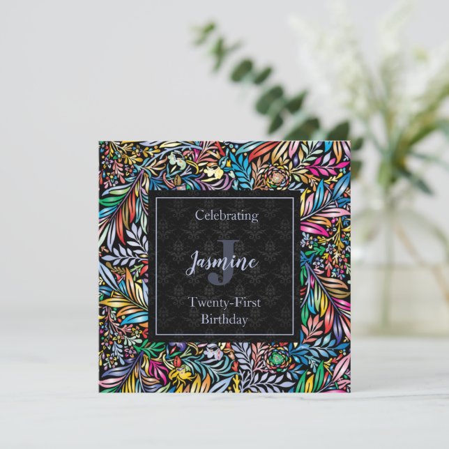 Colourful Tropic Floral Birthday Invitation (Standing Front)