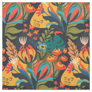 Colourful Tropical Abstract Floral Fabric