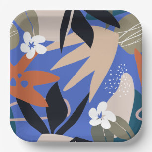 Colourful tropical abstract pattern paper plate