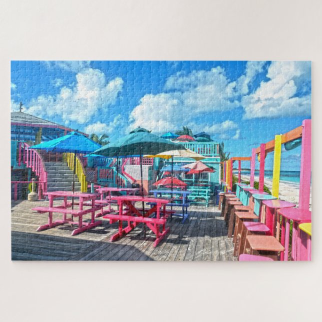 Colourful Tropical Bahamas Bar and Grill Jigsaw Puzzle (Horizontal)