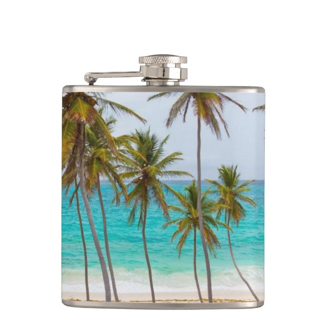 Colourful Tropical Beach Flask (Front)