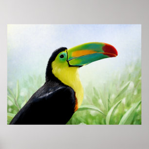 Colourful Tropical Bird Black Yellow Green Toucan Poster