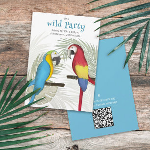 Colourful Tropical Birds QR Code Social Media  Invitation