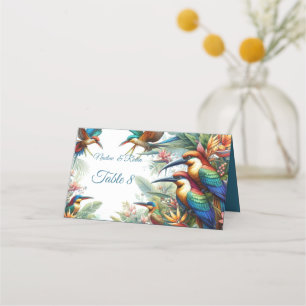Colourful Tropical Birds & Vibrant Lush Plants Place Card