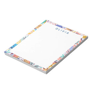 Colourful Tropical Botanical Pattern Personalised Notepad