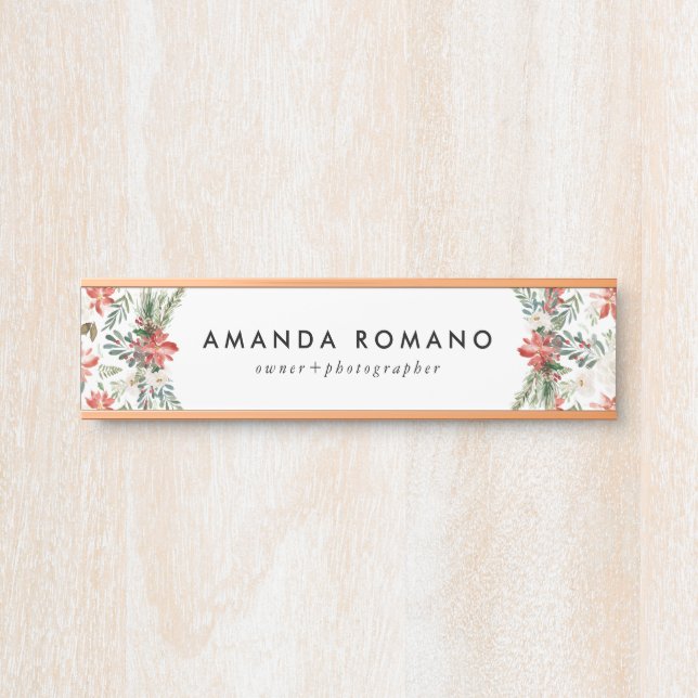 Colourful tropical Christmas poinsettia Door Sign (Front)