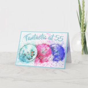 Colourful Tropical Cocktail Umbrellas 55th Birthda Card