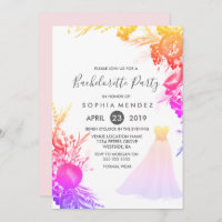 Colourful Tropical Dress Bachelorette Party invite