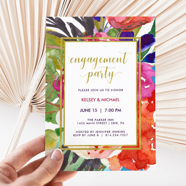 Colourful Tropical Engagement Party Invitation (Creator Uploaded)