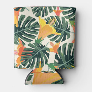 Colourful Tropical Exotic Textile Texture Can Cooler