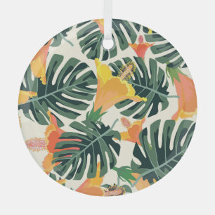 Colourful Tropical Exotic Textile Texture Glass Tree Decoration
