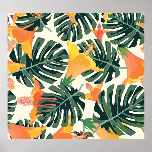 Colourful Tropical Exotic Textile Texture Poster (Front)