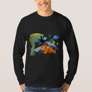 Colourful Tropical Fish Aquarium Watercolor Illust T-Shirt