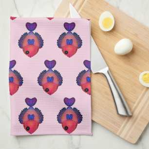Colourful Tropical Fish   Cute Vibrant Sea Life  Tea Towel