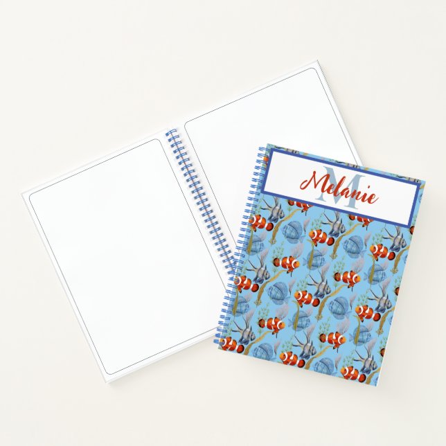 Colourful Tropical Fish Monogrammed Notebook (Inside)
