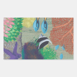 Colourful Tropical fish painting Rectangle Sticker