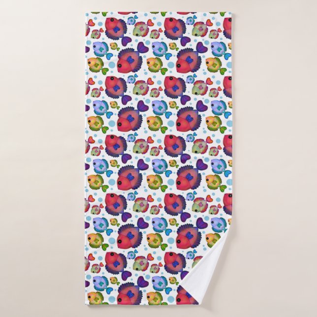 Colourful Tropical Fish Pattern  Bath Towel (Bath Towel)