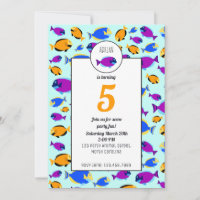 Colourful Tropical Fish Pattern Blue Sea Birthday