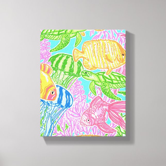 Colourful Tropical Fish Pattern Canvas Print (Front)
