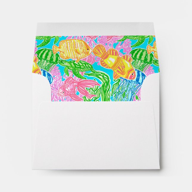 Colourful Tropical Fish Pattern Envelope (Back (Bottom))