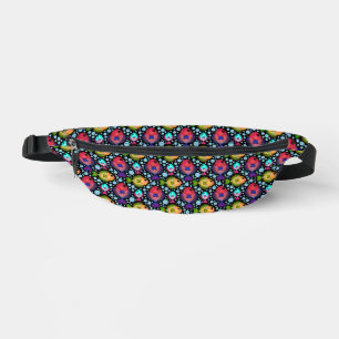 Colourful Tropical Fish Pattern on Black Bum Bags