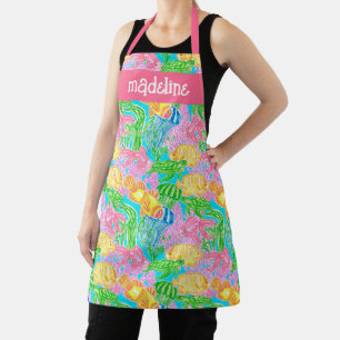 Colourful Tropical Fish Pattern Personalised Apron