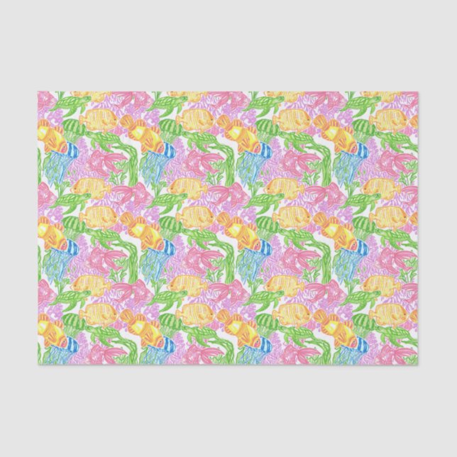 Colourful Tropical Fish Pattern Tissue Paper (Front)