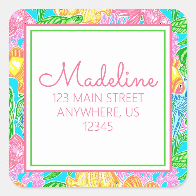 Colourful Tropical Fish Return Address Labels (Front)