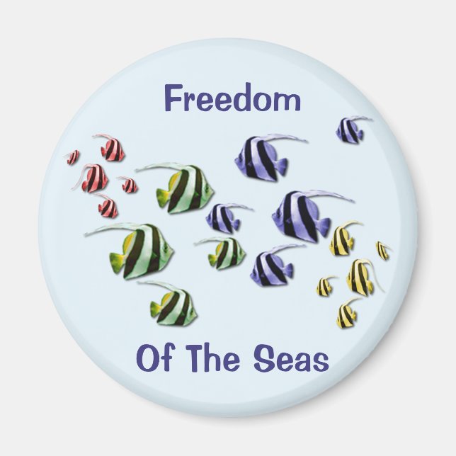 Colourful Tropical Fish Swimming Free Magnet (Front)